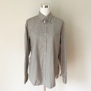 Boss Hugo Boss Plaid Olive Green Cotton Button Down Shirt Size L